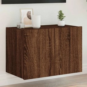 Mobile Tv A Parete Con Luci Led Rovere Marrone 60x35x41 Cm /
