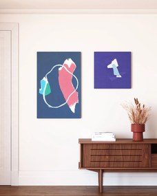 Kave Home - Quadro astratto Zoeli blu e rosso 60 x 90 cm