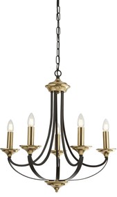 Lampadario Contemporaneo Campanile Acciaio Bronzo Marrone 5 Luci E14