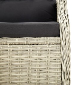 Panca da Giardino 2 Posti con Cuscini Polyrattan Grigio Chiaro