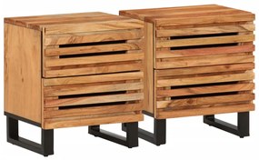 Comodini 2pz 40x34x46 Cm İn Legno Massello Di Acacia /