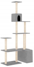 Albero per gatti con tiragraffi in sisal grigio chiaro 180 cm