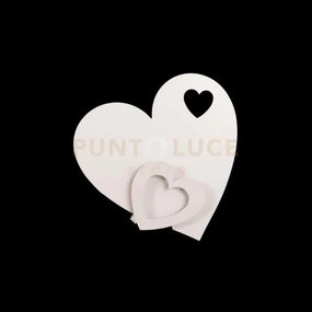 Porta umidificatore cuori 2 bianco in ferro e porcellana bianca 24x...