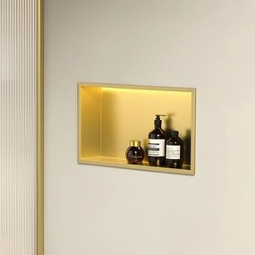 MENSOLA BAGNO LED 30x45 brush gold