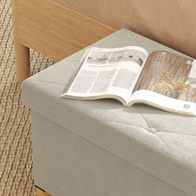 Panca Contenitore Pieghevole 67L 76x38x38cm Rivestimento Effetto Velluto Bianco Crema...