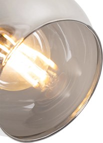 Faretto Art Déco nero con vetro fumé e legno - VIDRO