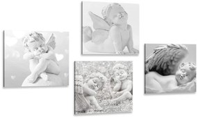 Set di quadri – Armonia degli angeli in bianco e nero