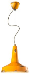 Lampadario Vintage Vague Vintage Ferro E Ceramica Giallo 1 Luce E27 35Cm