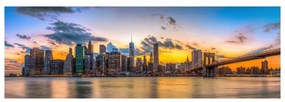 Stampa su tela Skyline New York al tramonto, bianco e nero 150 x 50 cm