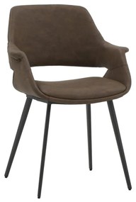 Set di sedie EMBAJADORES in similpelle marrone e gambe in metallo nero, con braccioli