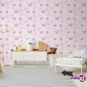 Noordwand Kids at Home Carta da Parati Butterfly Rosa 100114