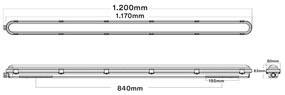 Plafoniera LED 150cm 55W IP66 CCT 8.800lm 160lm/W - con driver Osram Icutronic Colore Bianco Variabile CCT