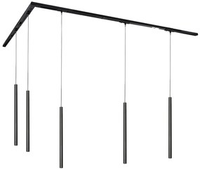 Sistema di illuminazione a binario moderno con 5 luci a sospensione nero 1 fase - Iconic Frini