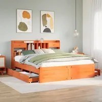 Letto Libreria senza Materasso Marrone Cera 180x200 cm in Pino 3308953