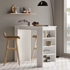 Tavolo Da Cucina Alto Con Ripiani Laterali 120x52x102H Bianco