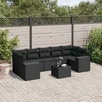 Set Divani da Giardino con Cuscini 8 pz Nero in Polyrattan 3254672