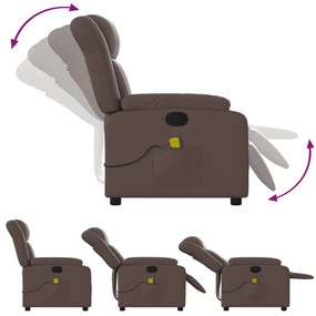 Poltrona Massaggiante Reclinabile marrone in Similpelle