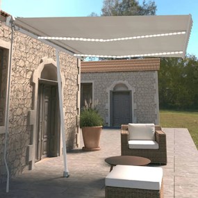 Tenda Da Sole Retrattile Manuale Con Led 350x250 Cm Crema /