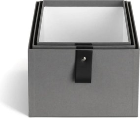 Scatole in set grigie in cartone 3 pz 20,5x29,5x14,5 cm Aston Paper Laminate – Bigso