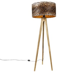 Treppiede rustico con paralume leopardato 50 cm - Tripod Classic