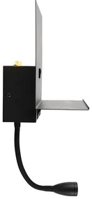 Applique moderna nera con USB e braccio flessibile - Flero