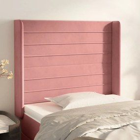 Testiera Ad Orecchio Nera 93x16x118/128 Cm İn Velluto /