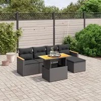 Set Divano da Giardino 6 pz con Cuscini Nero in Polyrattancod mxl 88733