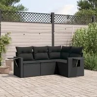 Set Divani da Giardino 4 pz con Cuscini Nero in Polyrattancod mxl 88287