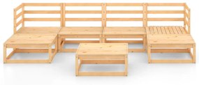 Set Divani da Giardino 7 pz in Legno Massello di Pino