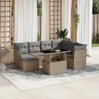 Set Divano da Giardino 8 pz con Cuscini Beige in Polyrattan 3266759