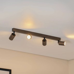 TK Lighting Faretto da soffitto Top, regolabile, marrone, lineare a 4 luci