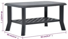 Tavolino da Caffè Antracite 90x60x46 cm in Plastica