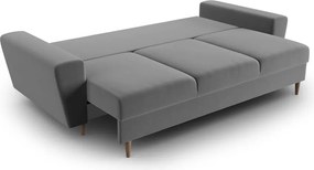 Divano grigio chiaro allungabile e con contenitore con rivestimento in velluto 235 cm Kyoto – Cosmopolitan Design