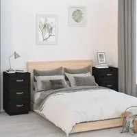 Comodini Neri 2 pz 40x40x75 cm in Legno Massello di Pino cod mxl 30507