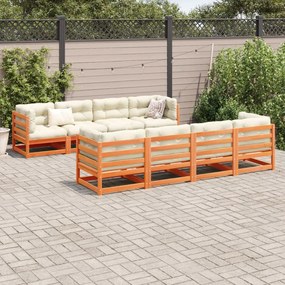 Set divani da giardino 9 pz marrone cera legno massello pino