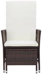 Set Divani da Giardino 3 pz con Cuscini in Polyrattan Marrone