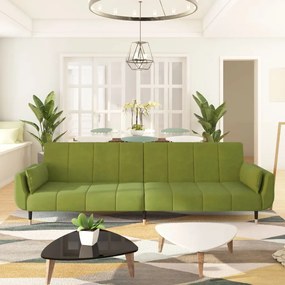 Divano Letto A 2 Posti Con 2 Cuscini Verde Chiaro İn Velluto /