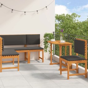 Set da giardino  in 4 pezzi con cuscini in legno massello di acacia