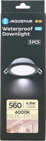 Aigostar-SET 3x Lampada da incasso da esterno LED LED/4,8W/230V 4000K IP65 nero