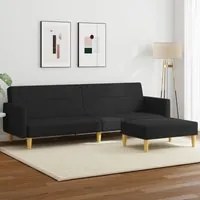 Divano Letto a 2 Posti con Poggiapiedi Nero in Tessutocod mxl 114729