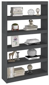 Libreria/divisorio grigio 100x30x167,5 cm in massello di pino
