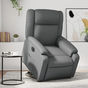 Poltrona Alzapersona Elettrica Reclinabile Grigio İn Similpelle /