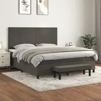 Giroletto a Molle con Materasso Grigio Scuro 180x200 cm Velluto 3137738