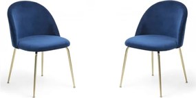 Sedia poltroncina in velluto Ottanio con gambe in metallo Oro - PARIS 2 sedie