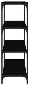 Mobile Porta Libri Nero 60x33x100cm Legno Multistrato e Acciaio