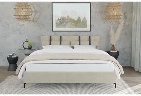Letto matrimoniale beige imbottito con rete inclusa 160x200 cm Tulsa – Ropez