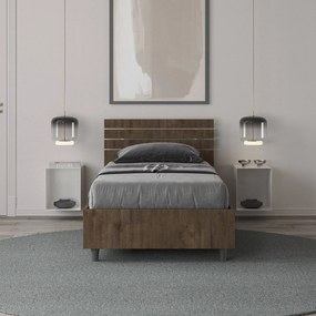 Letto singolo 80x200 testata dritta con doghe Ankel, Noce / Contenitore