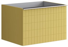 Mobile da bagno da fissare sotto lavabo L 60 x H 40 x P 45.5 cm giallo laccato, 2 cassetti Pixel grid