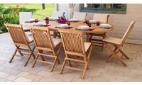 Tavolo Ovale Allungabile da Giardino 240x120 cm in Legno Teak Vorghini Alicudi