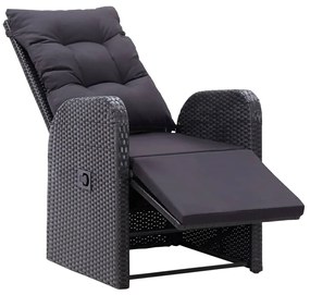 Sedie reclinabili da giardino con cuscini 2pz nero polyrattan